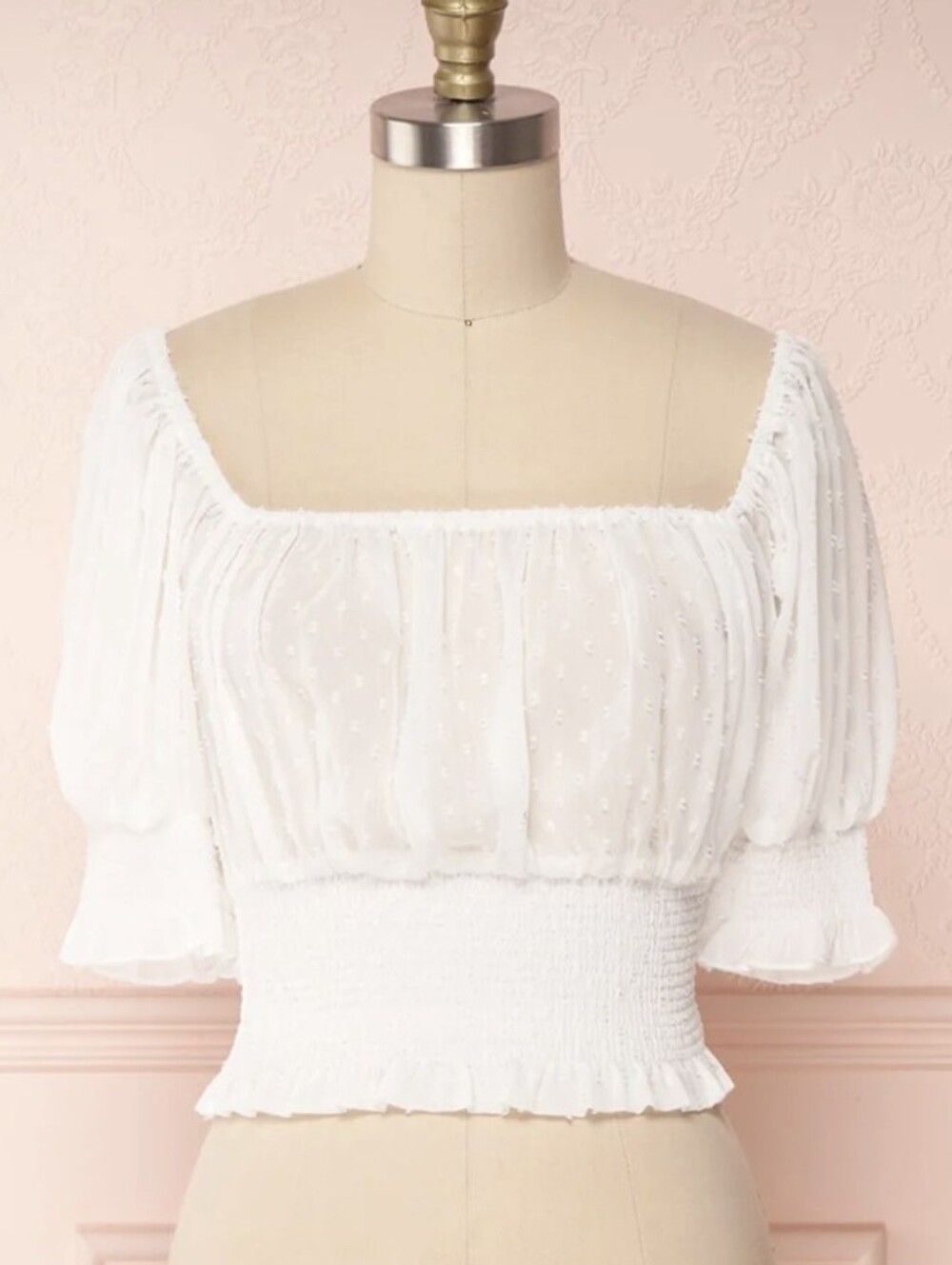 Storia White Boho Cropped Peasant Top